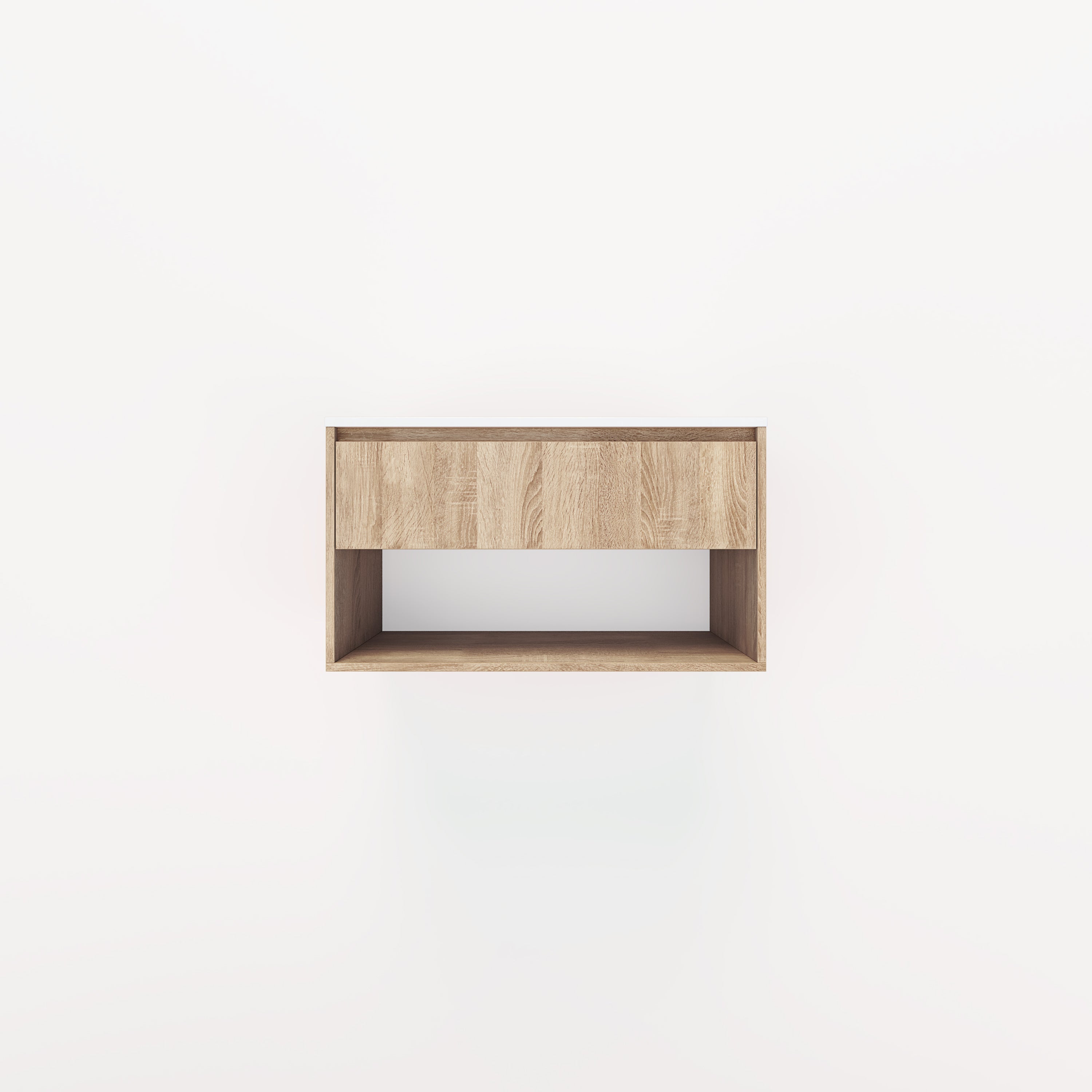 Kyah 1-Drawer with Shelf 900mm - White Ash Oak - 1 Cut-Out