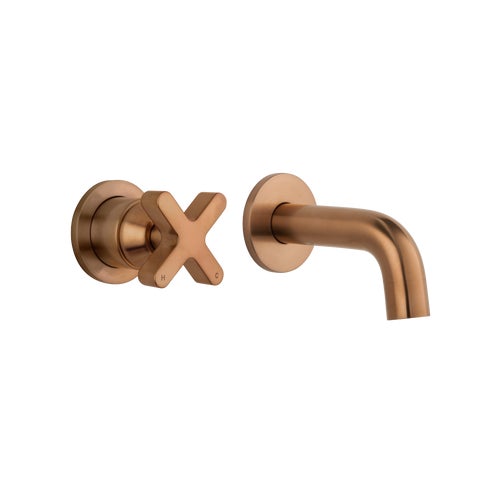Cross Progressive Mixer & Mini Spout Set - Brushed Copper