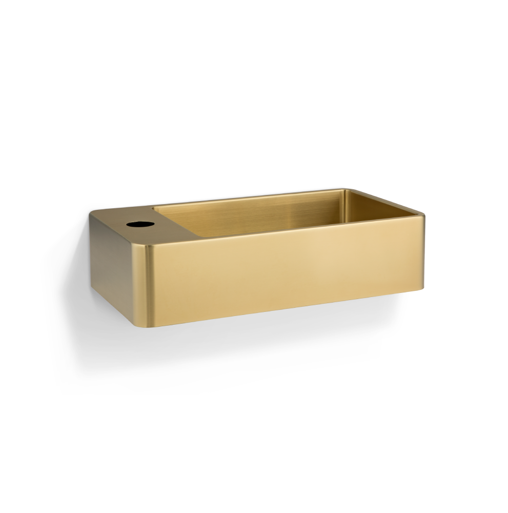 Silo Wall Mounted Basin - Brushed Brass - Feature