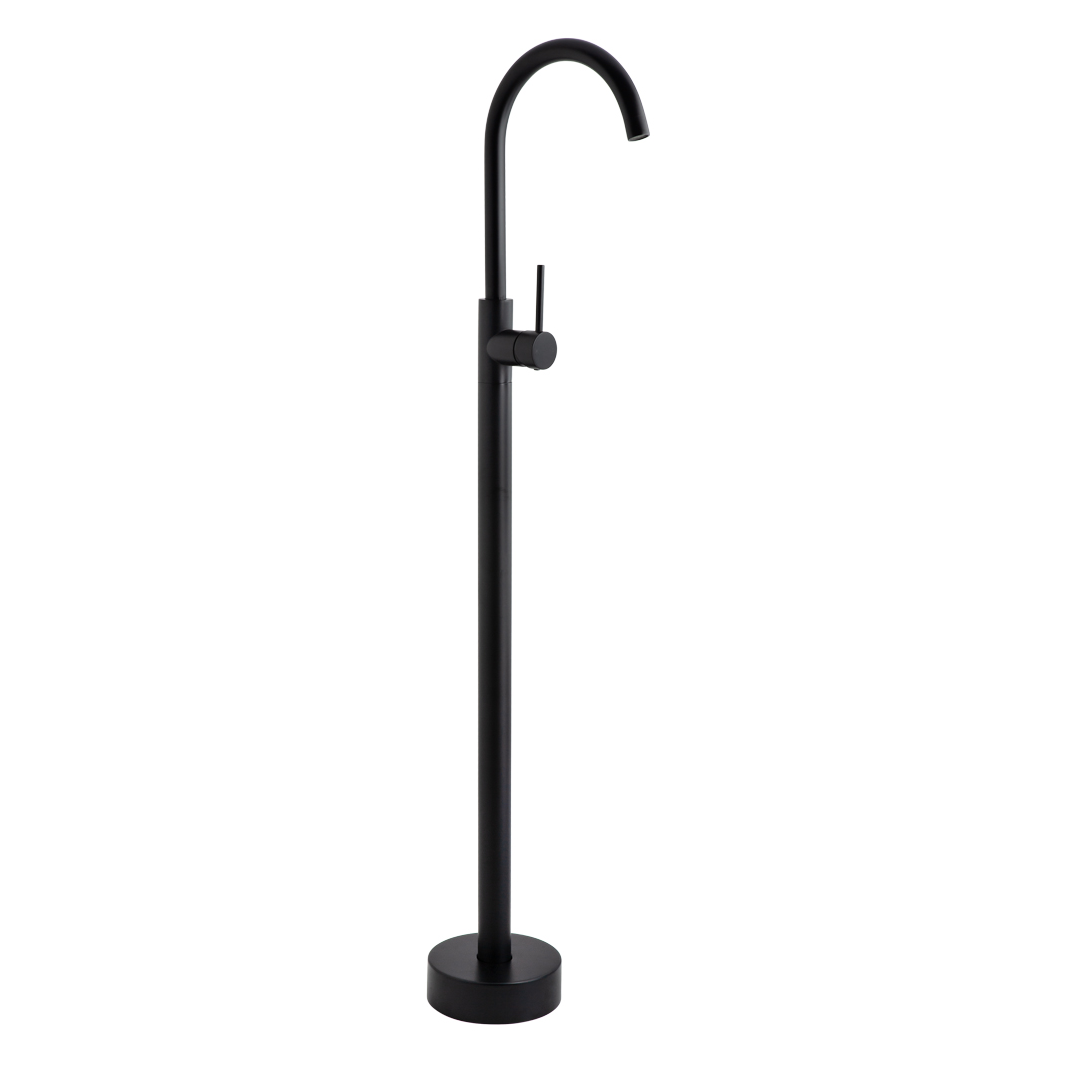Elysian Floor Mounted Basin/Bath Filler with Mixer - Matte Black