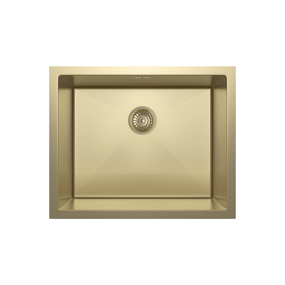 Seba - Overflow Sink 550mm (250 Deep) - Brushed Brass w Racks