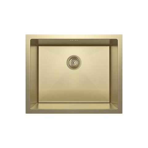 Seba - Overflow Sink 550mm (250 Deep) - Brushed Brass w Racks