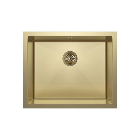 Sola Outdoor Single Sink 550mm (Overflow) - Brushed Brass