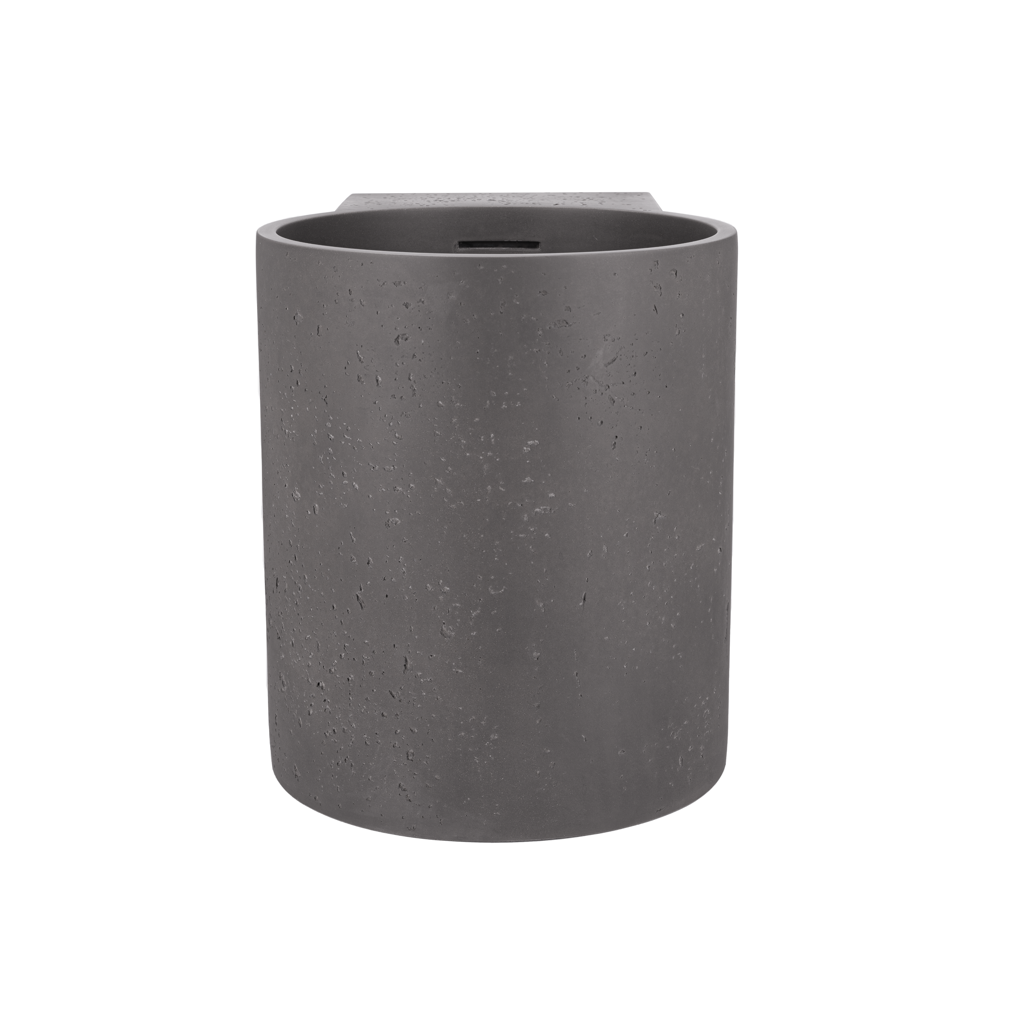 18893 Atelis Cylinder Wall-Mounted Concrete Basin Overflow Front Grey