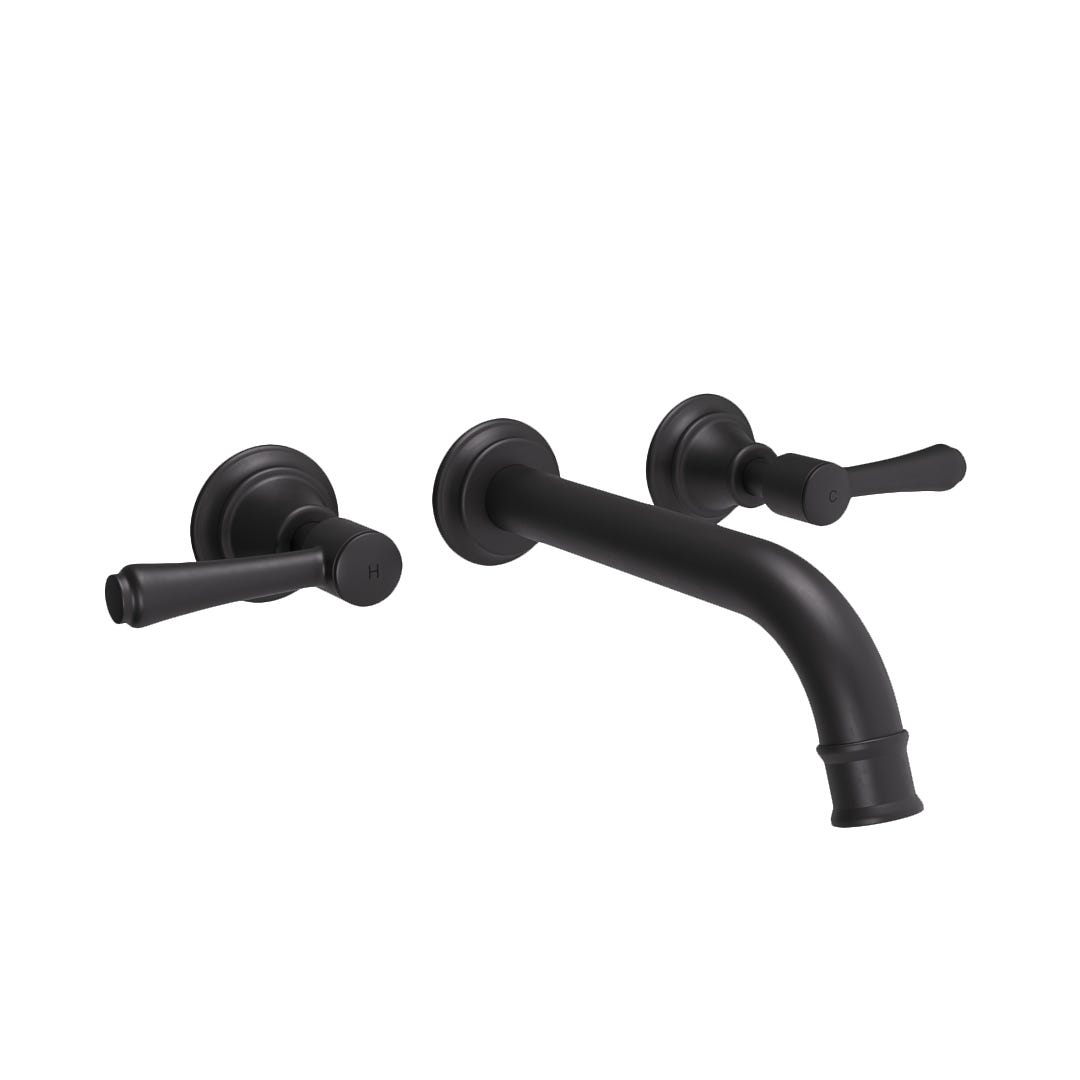 Kingsley Assembly Taps and Spout Set in Matte Black