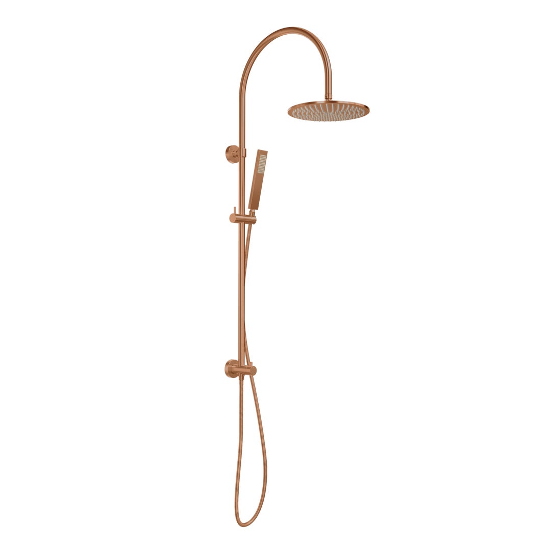 Elysian Gooseneck Shower Rail Set - Brushed Copper