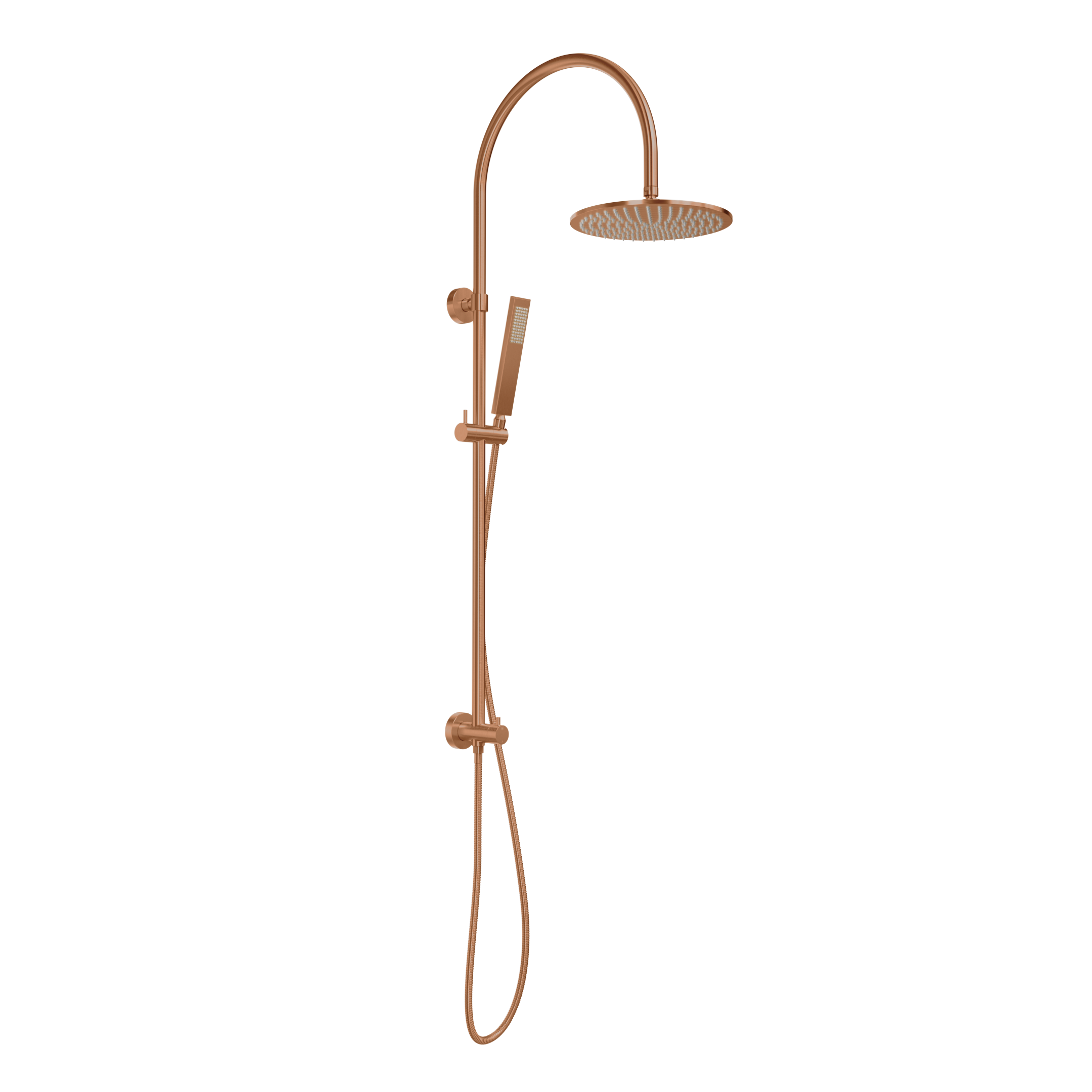Elysian Gooseneck - Shower Rail Set - Brushed Copper