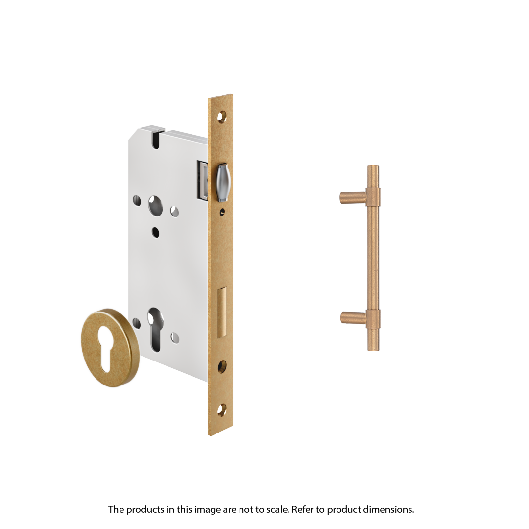 Modi Adjustable Entry Door Pull & Lock Set 300mm - Antique Aurum