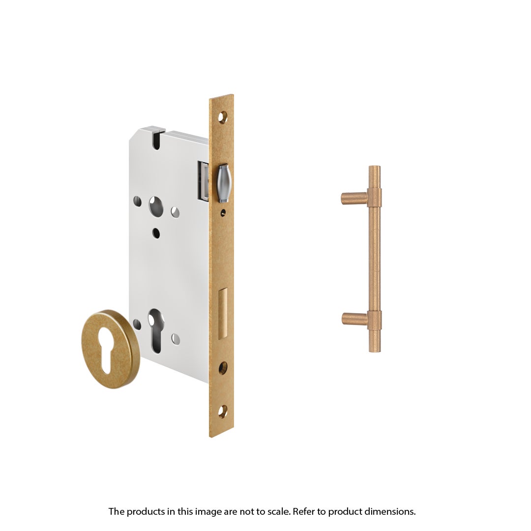 Modi Adjustable Entry Door Pull & Lock Set 300mm - Antique Aurum