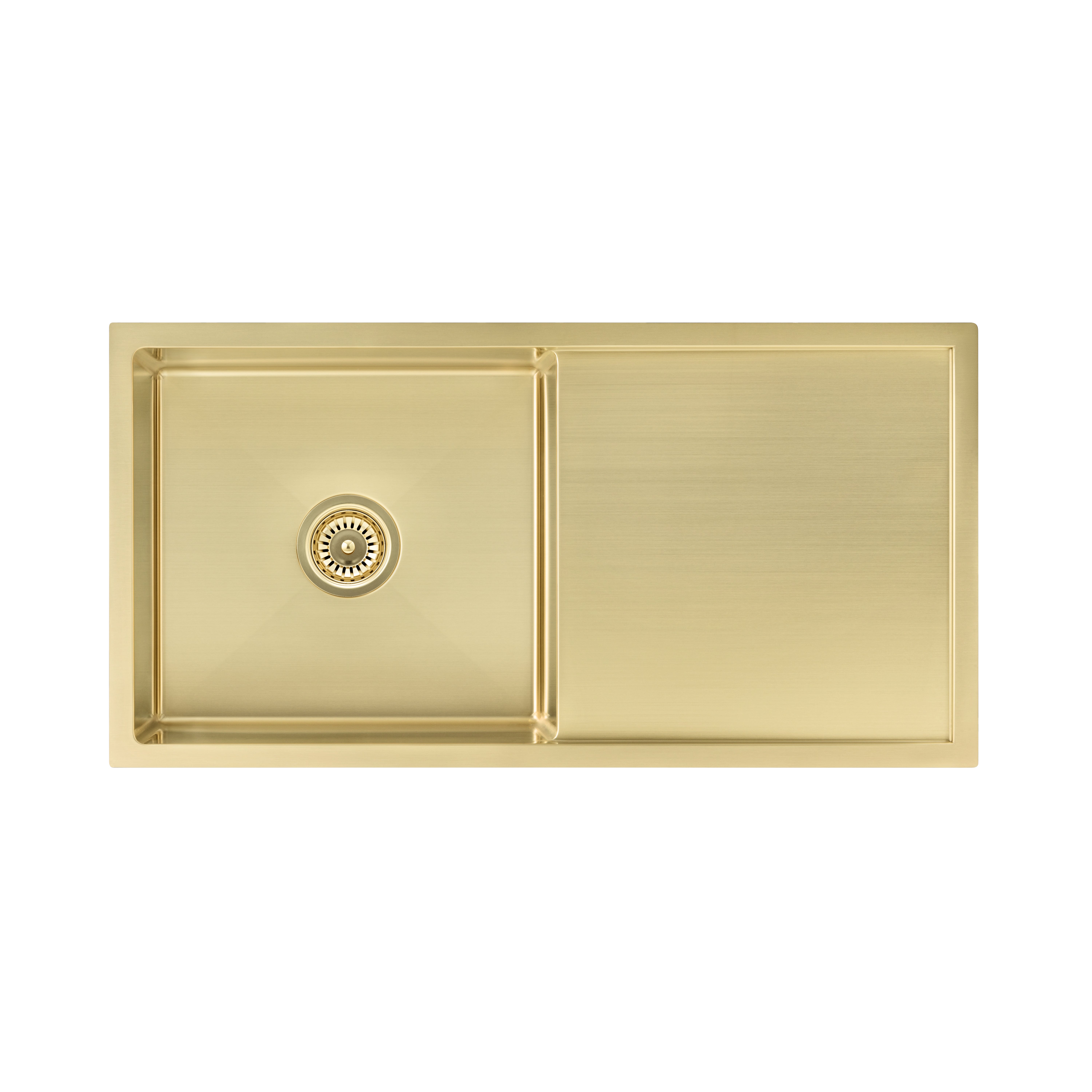 Jai Single Kitchen Sink 880mm – Brushed Brass