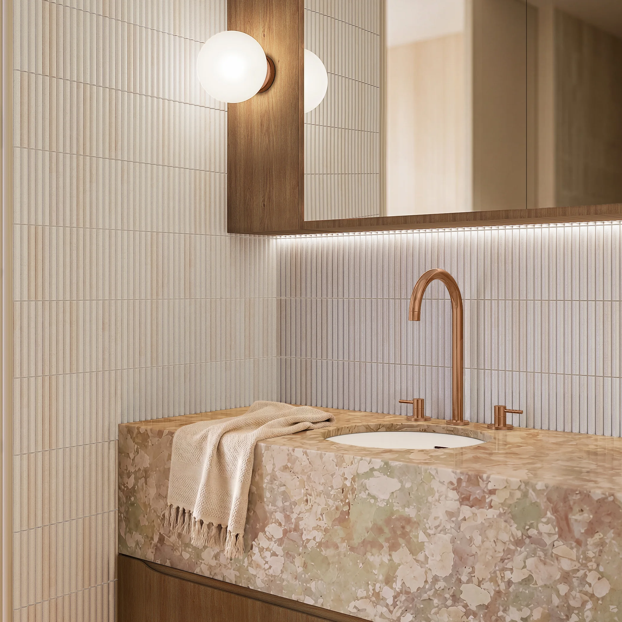 Elysian Assembly Bench Mounted Taps Nara Rounded Mosaic  Insetting BC