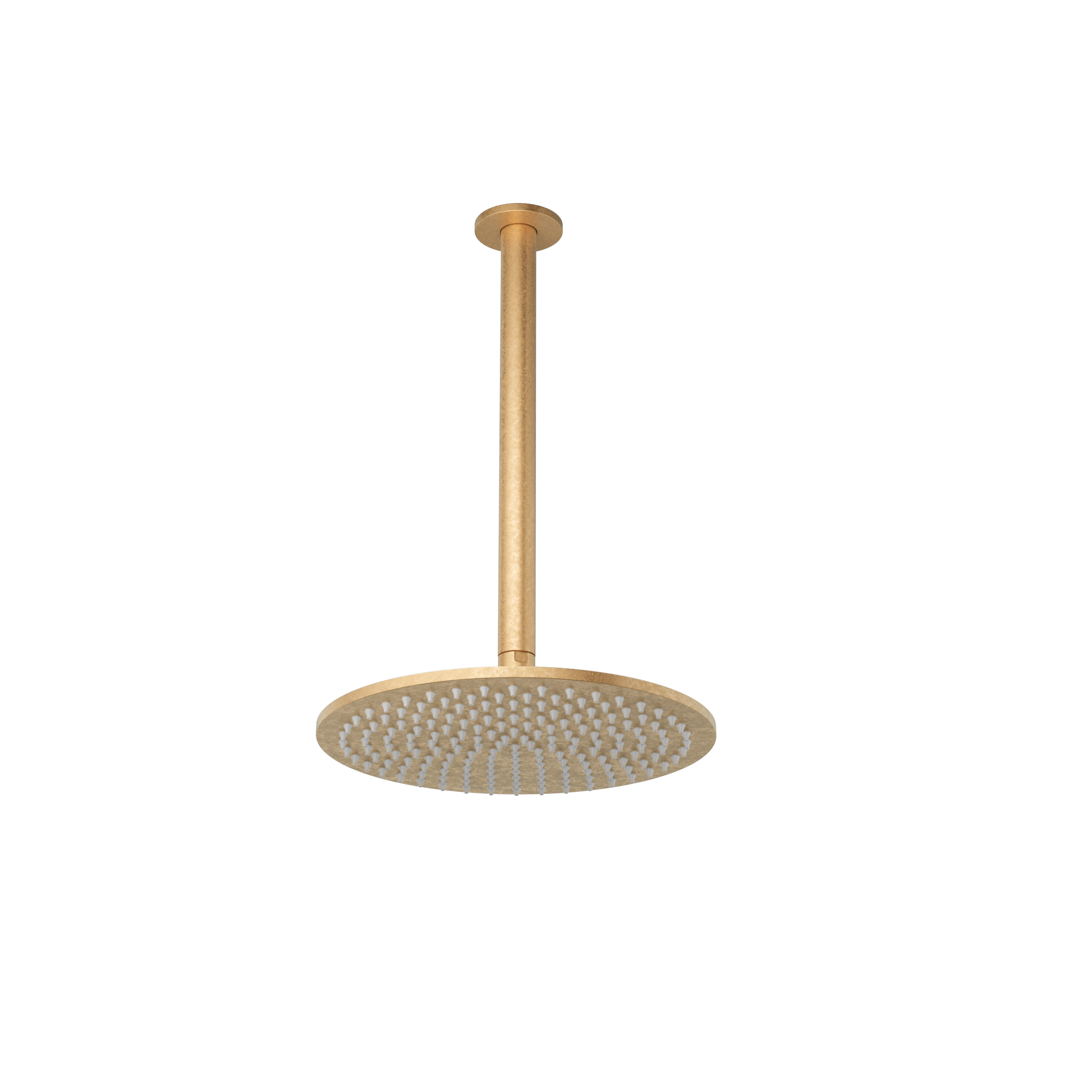 Shower Dropper Round 300mm & Head Set - Tumbled Aged Brass
