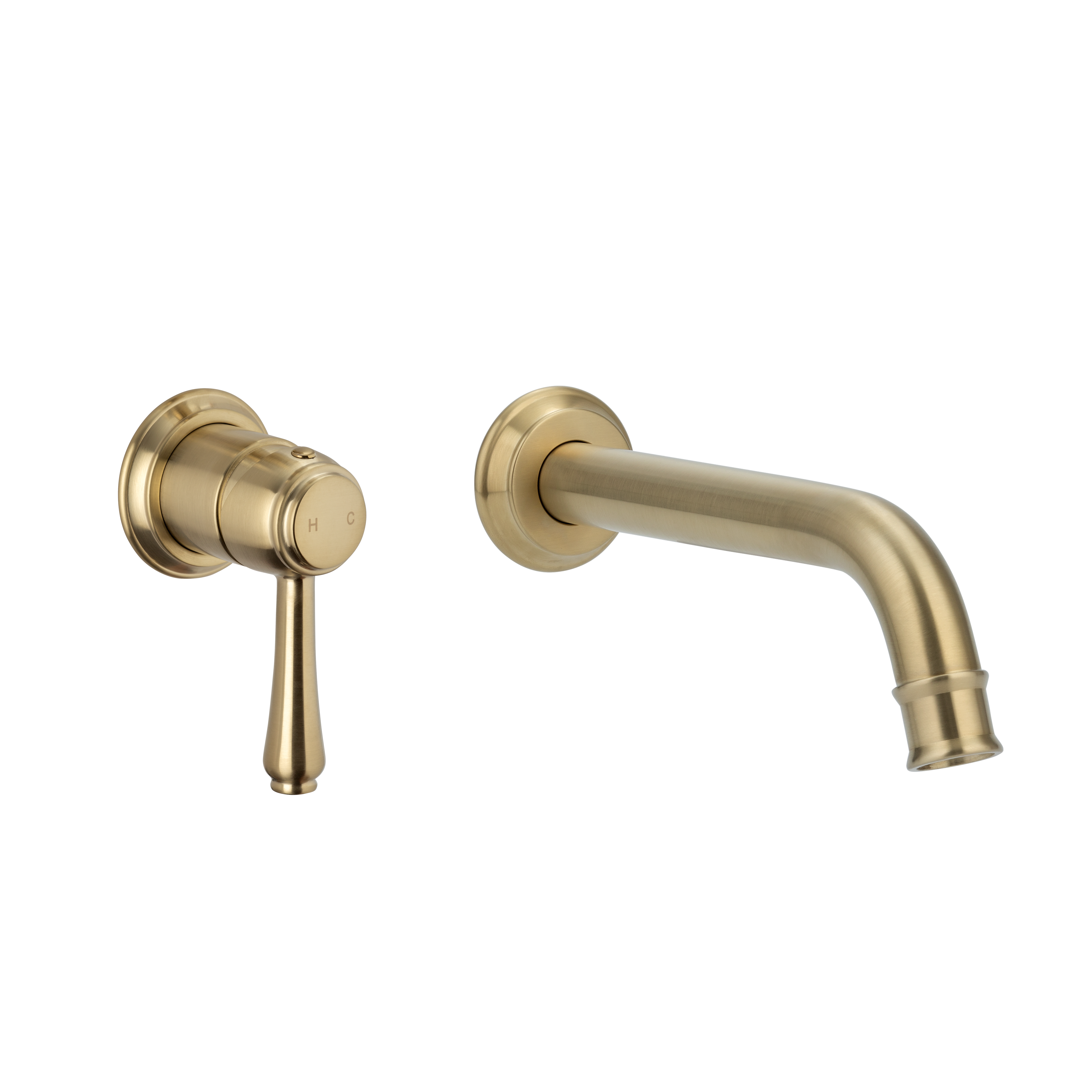 Kingsley Minimal Mixer & Spout Set - Brushed Brass
