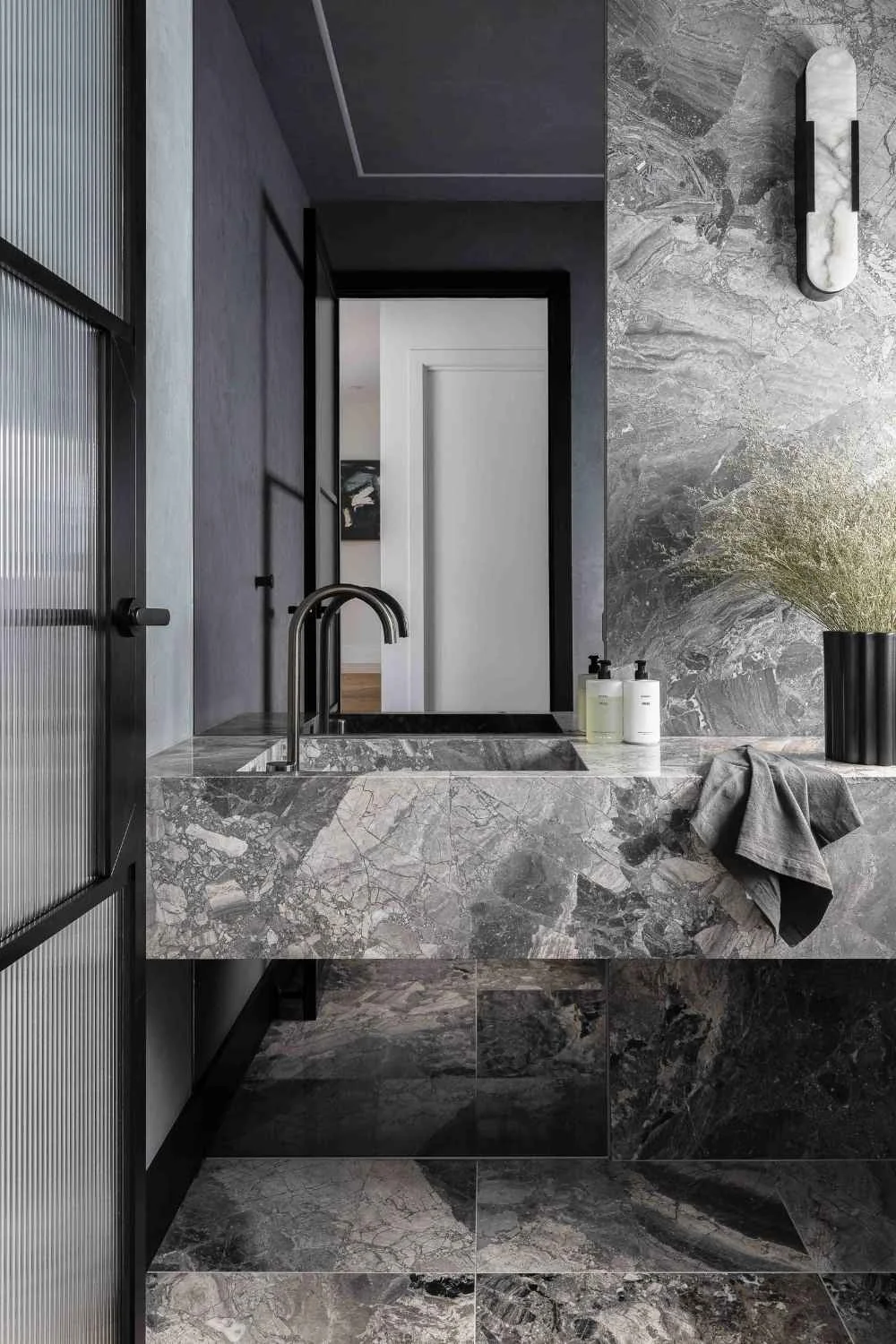 Tile Texture Large Format Dark Bathroom Marble Matte Black