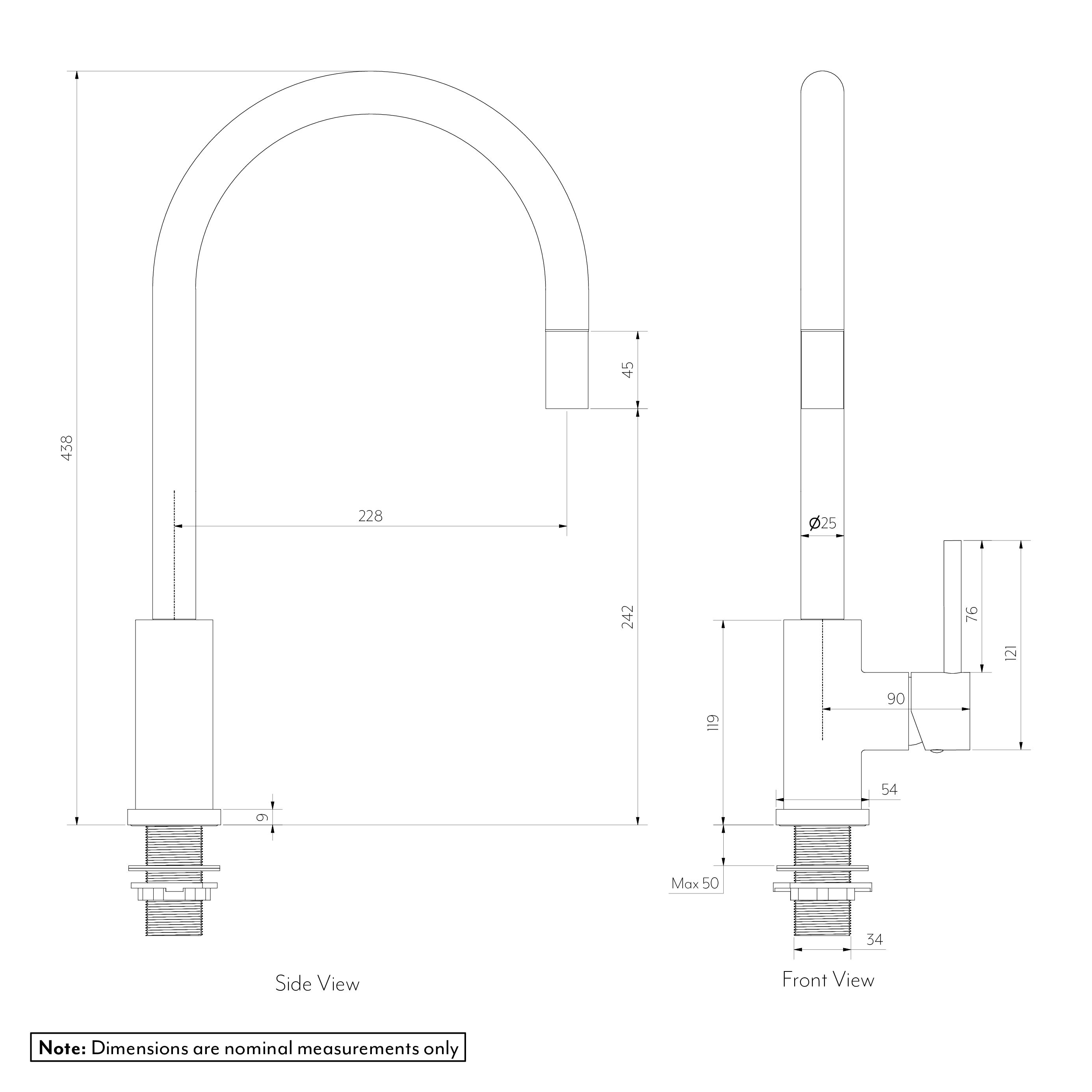 Elysian Commercial Pull-Out Kitchen Mixer SPEC