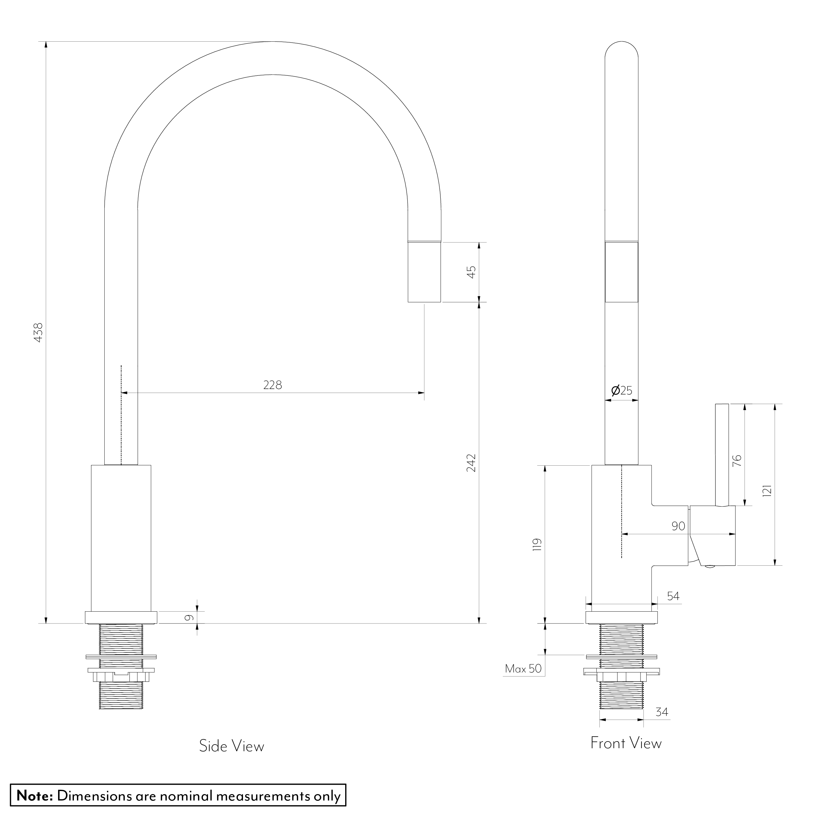 Elysian Commercial Pull-Out Kitchen Mixer SPEC