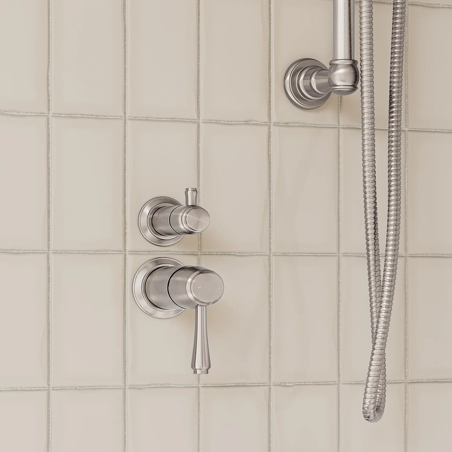 Kingsley thermostatic diverter 2-3 way insetting CloseUp SS