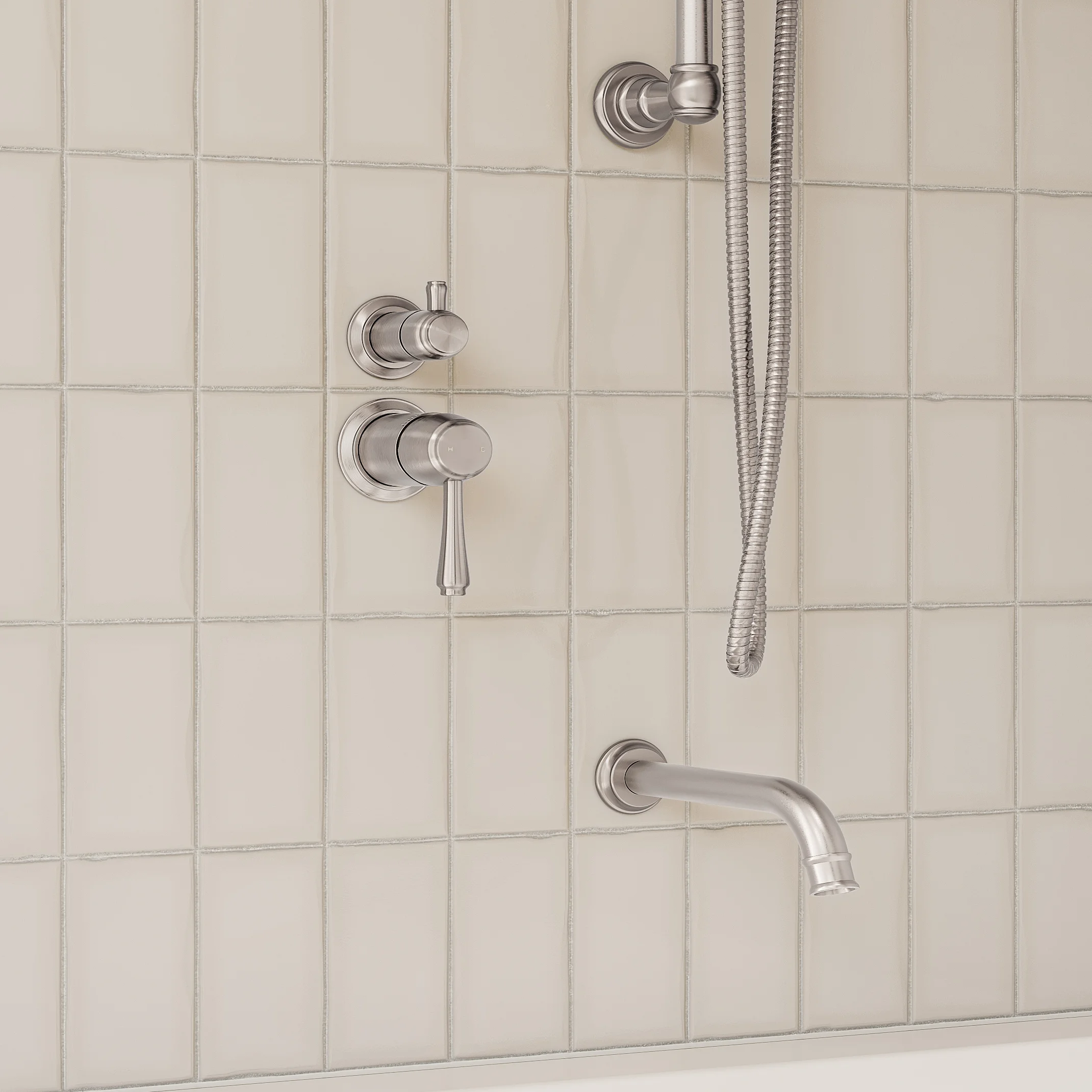Kingsley thermostatic diverter 2-3 way insetting CloseUp SS
