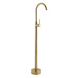 Elysian Floor Mounted Basin Bath Filler with Mixer - Brushed Brass - Feature