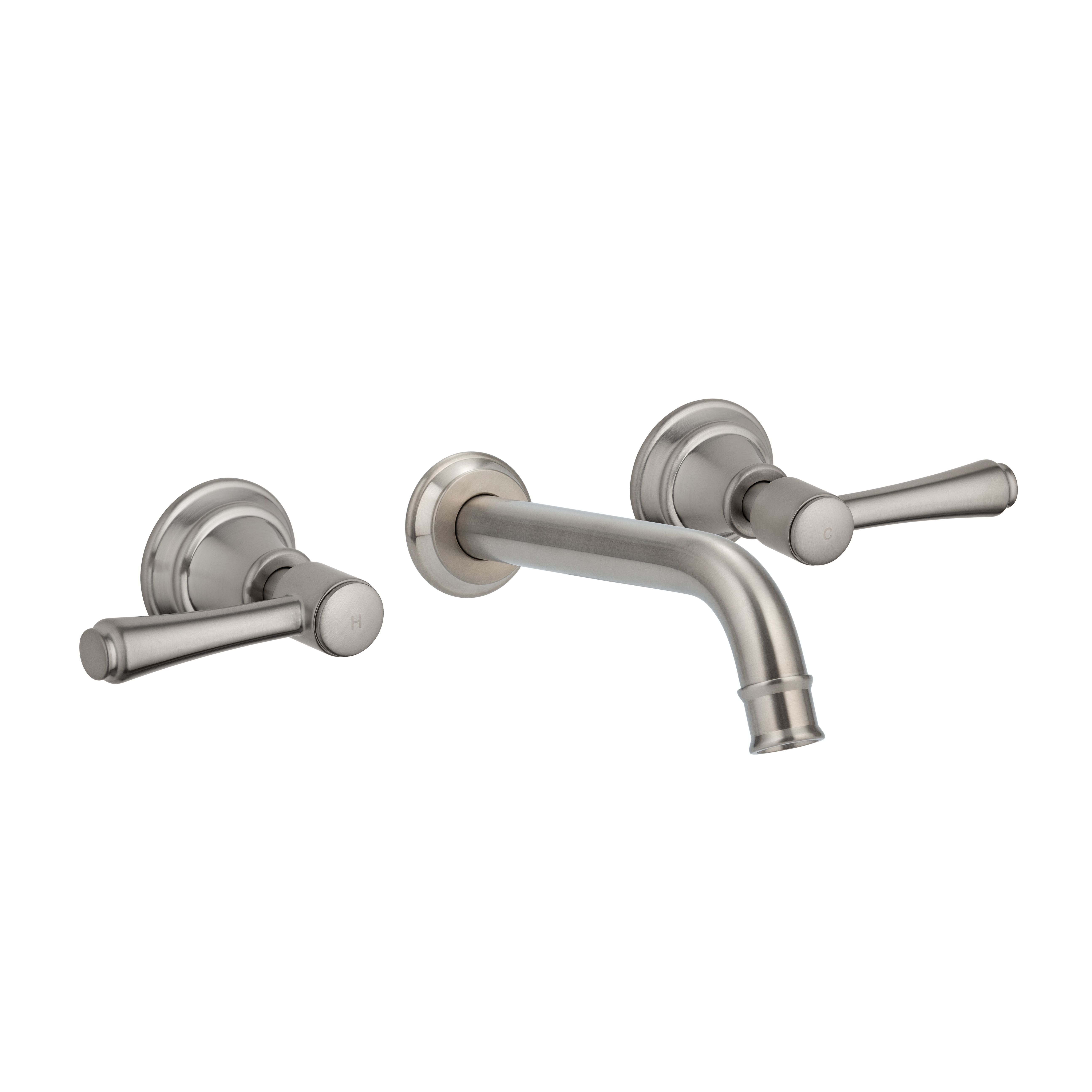 Kingsley Assembly Taps & Spout Set - Brushed Nickel