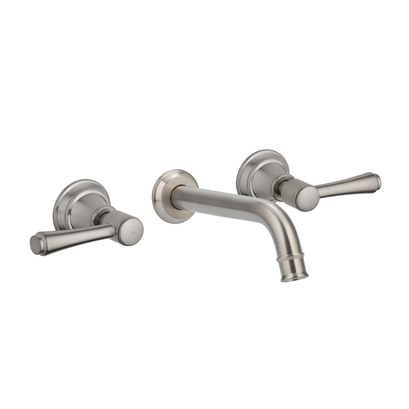 Kingsley Assembly Taps and Spout Set in Brushed Nickel