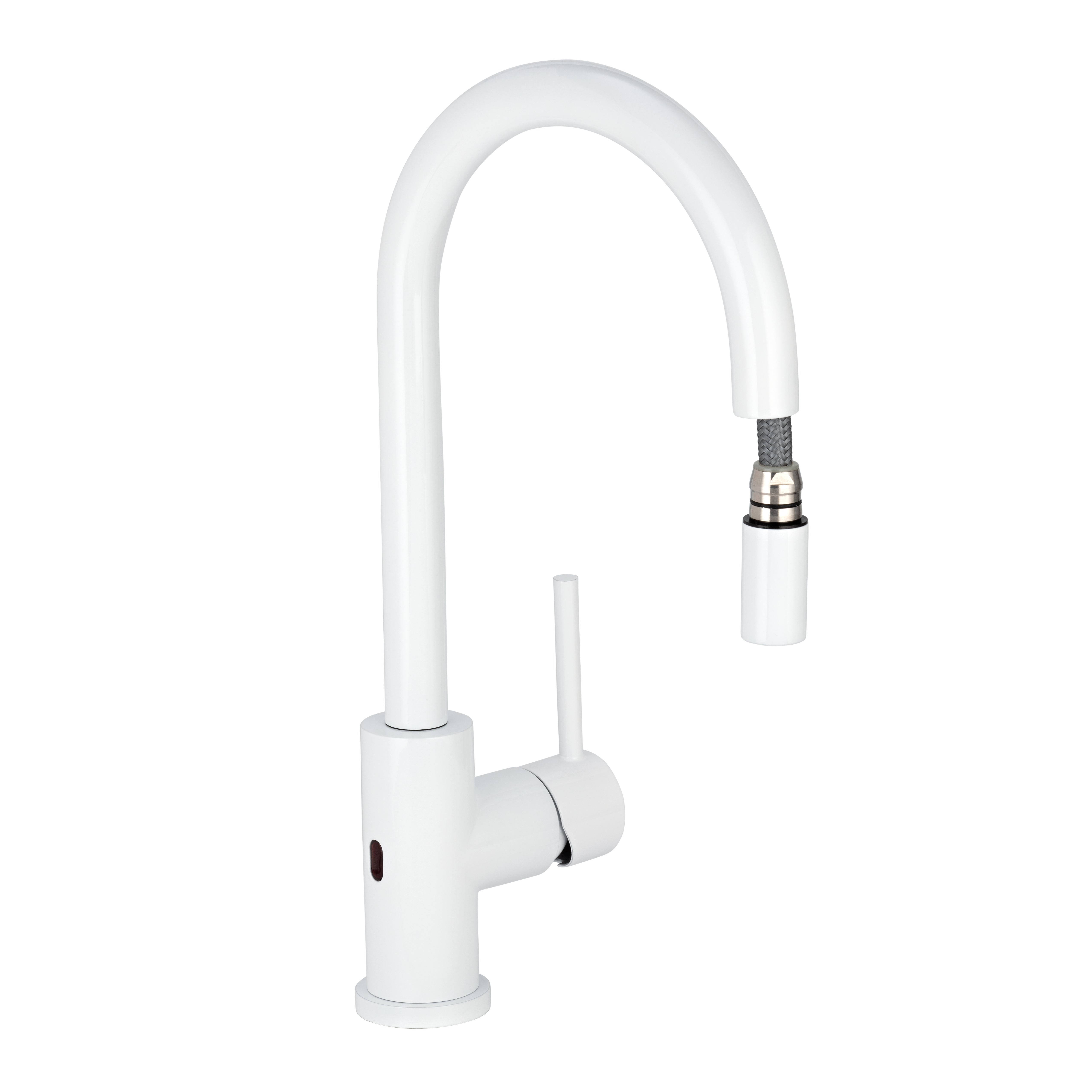 Elysian Sensor Commercial Pull-Out Kitchen Mixer - White