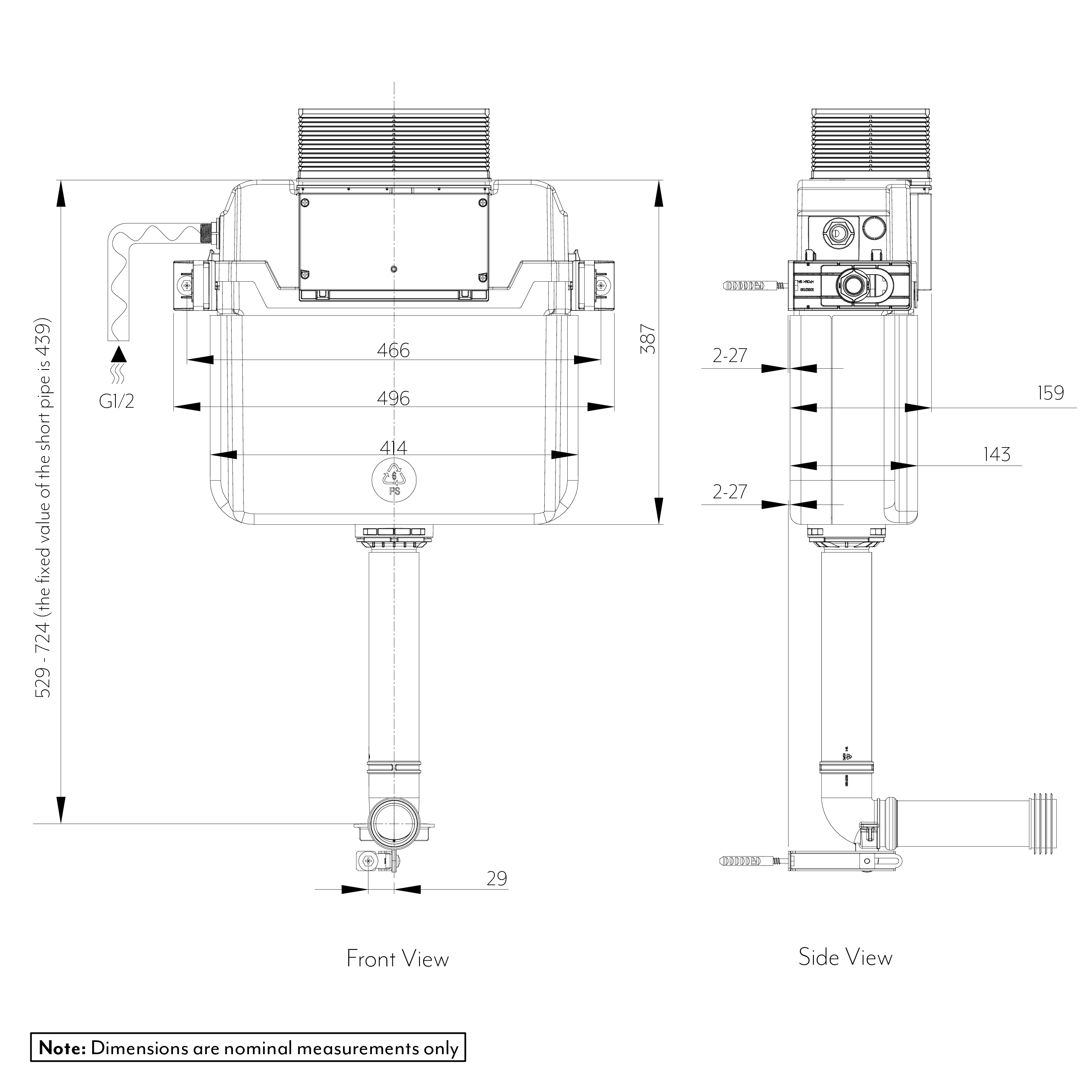 ABI In-Wall Reduced Height Cistern - SPEC