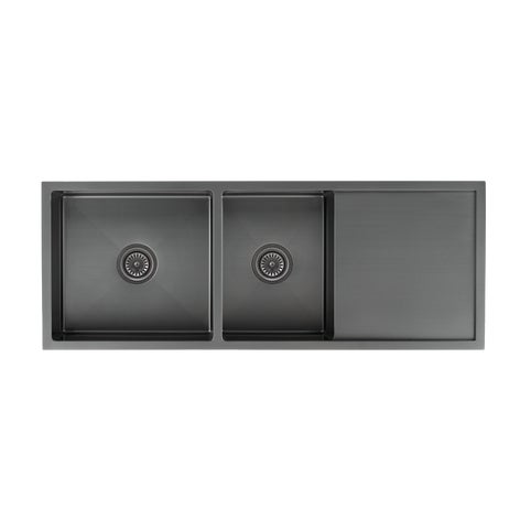 Ontario Double Kitchen Sink - Brushed Gunmetal