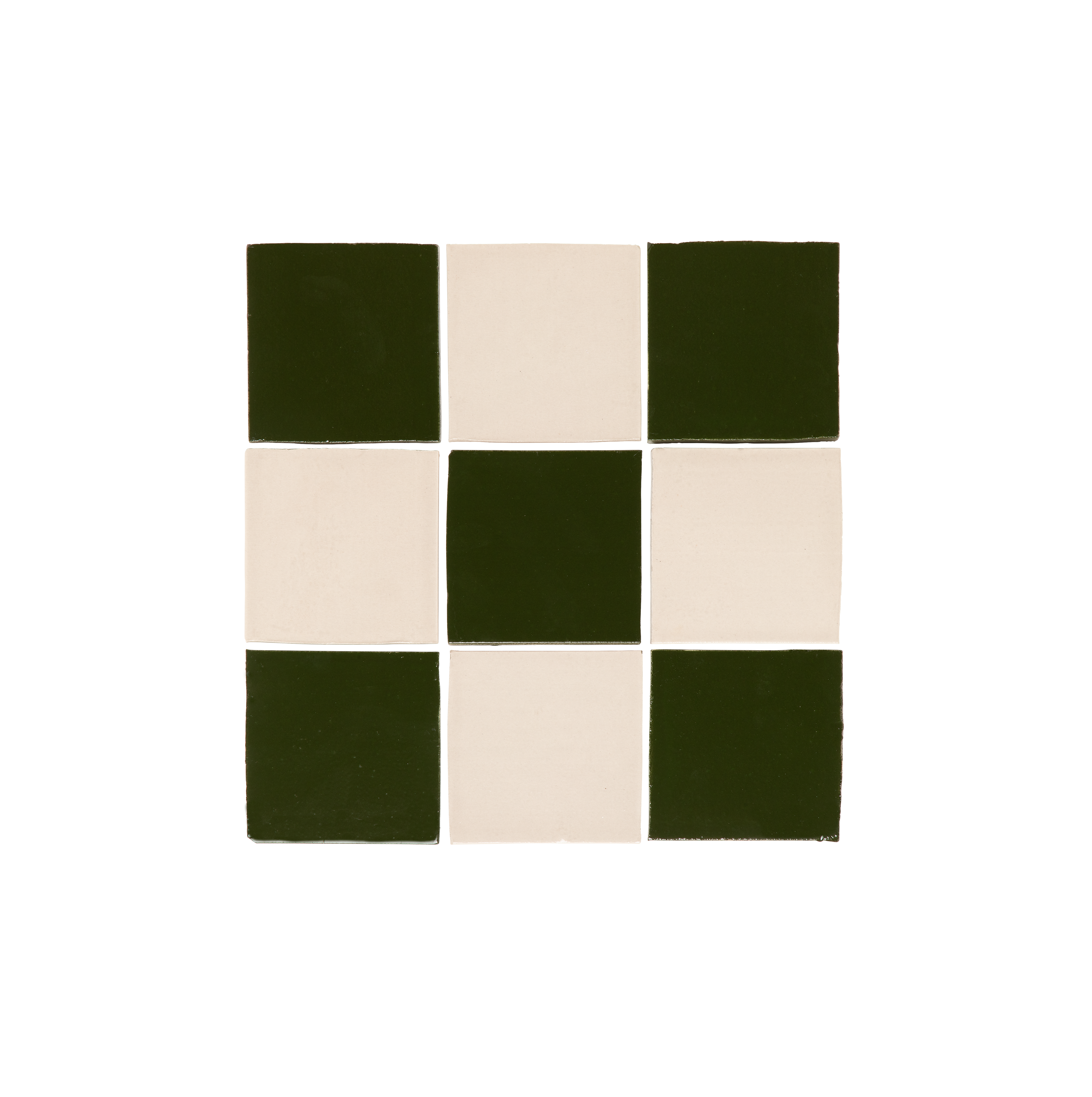 Romanni Zellige Tile SquarePattern ForestGreen Bone