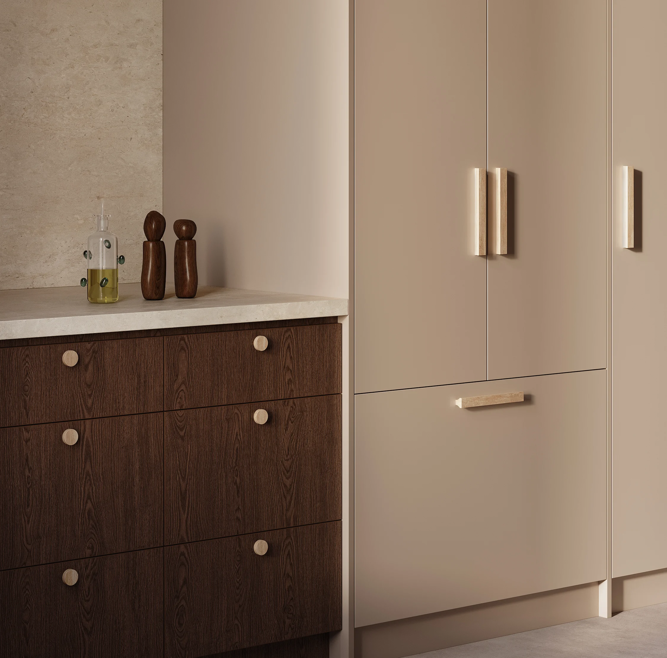Pedra%20Cabinetry%20Pull%20220mm%20Pedra%20Large%20Knob%2035mm Beige%20Travertine