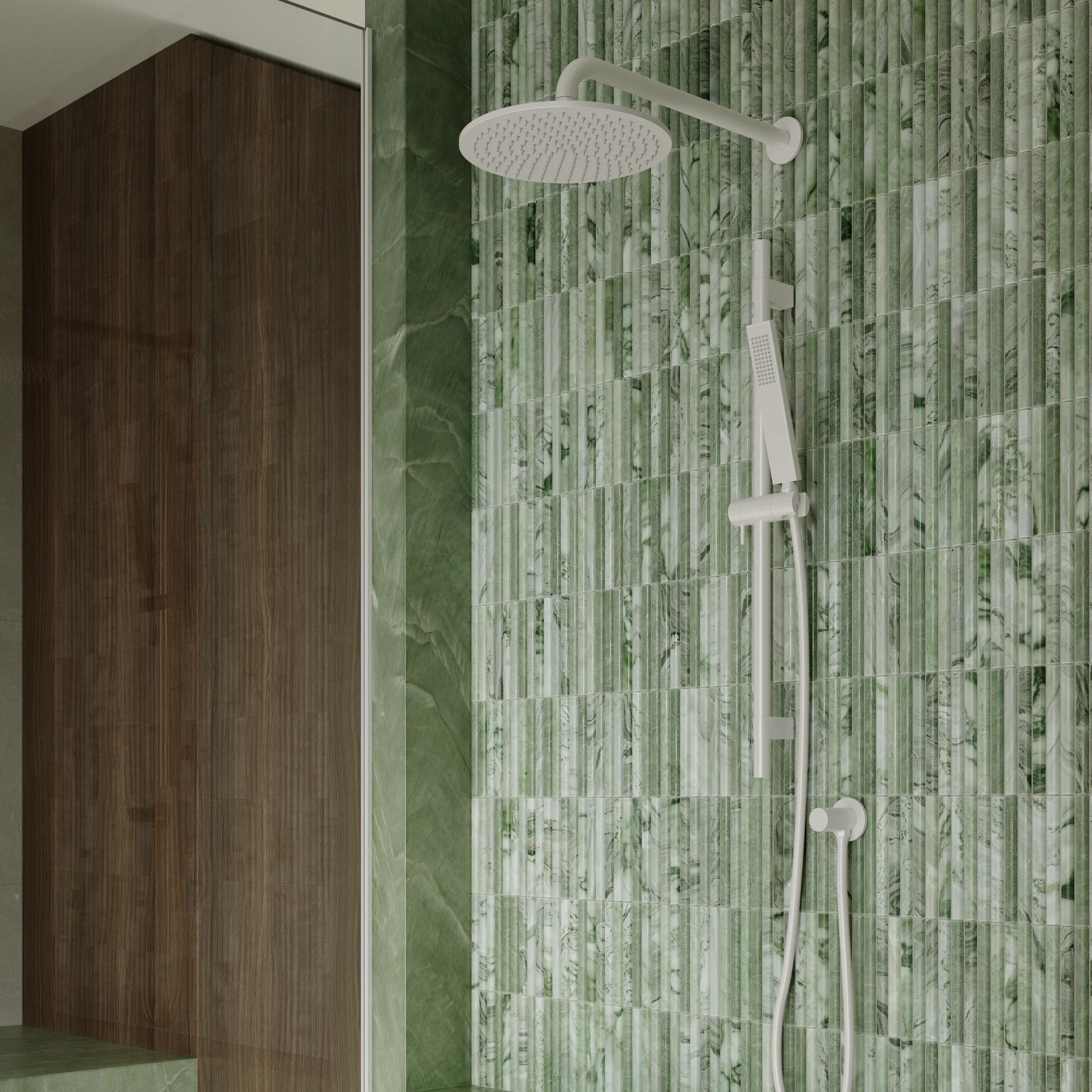 View01 Narita Tiles Elysian Shower Rail Adjustable White