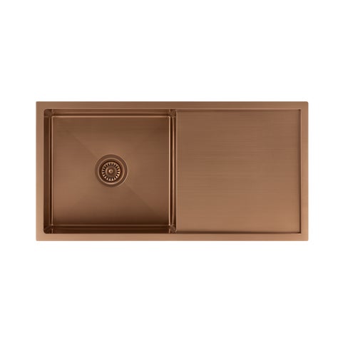Jai Single Kitchen Sink 880mm – Brushed Copper