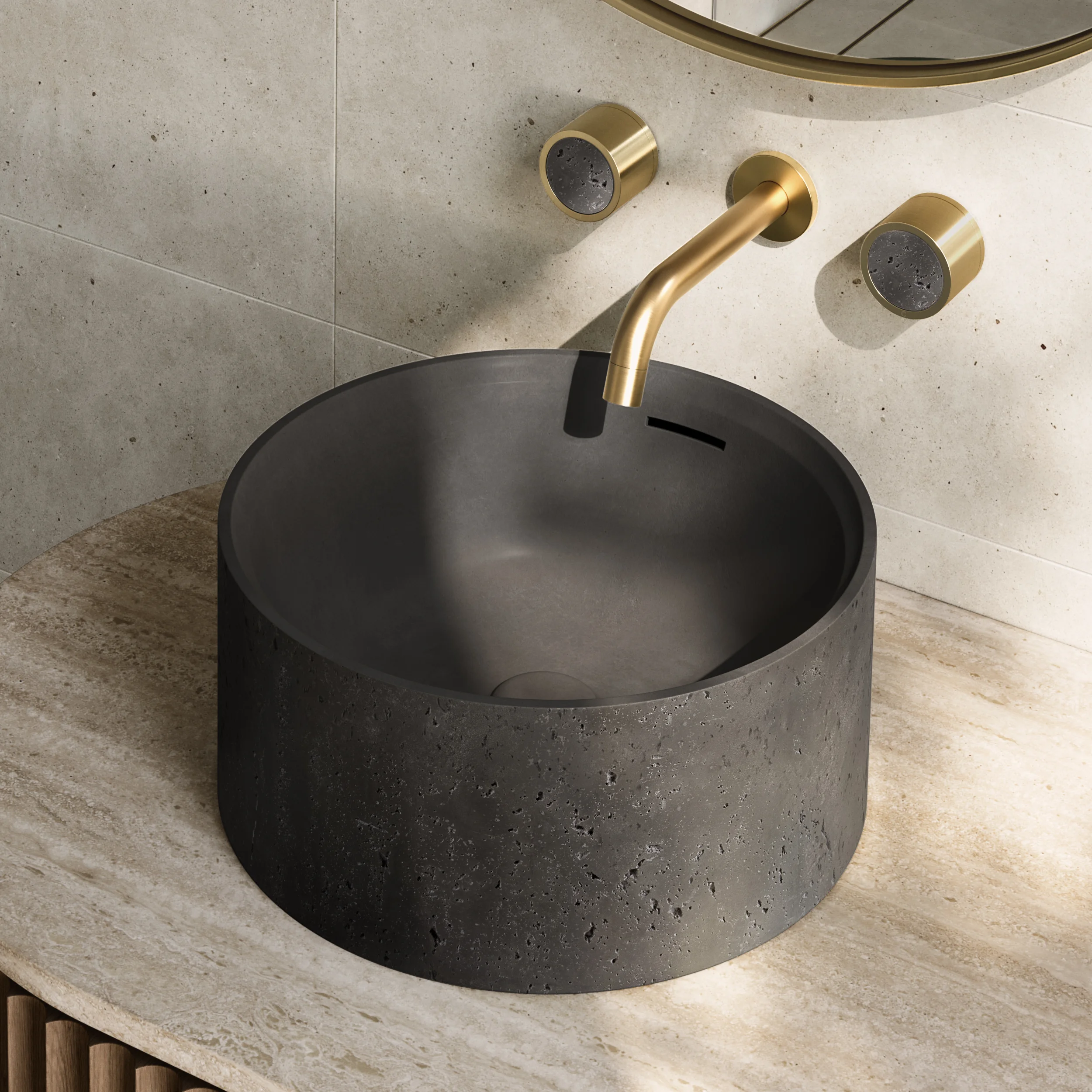 Atelis Concrete Basins Overflow-Dark Grey