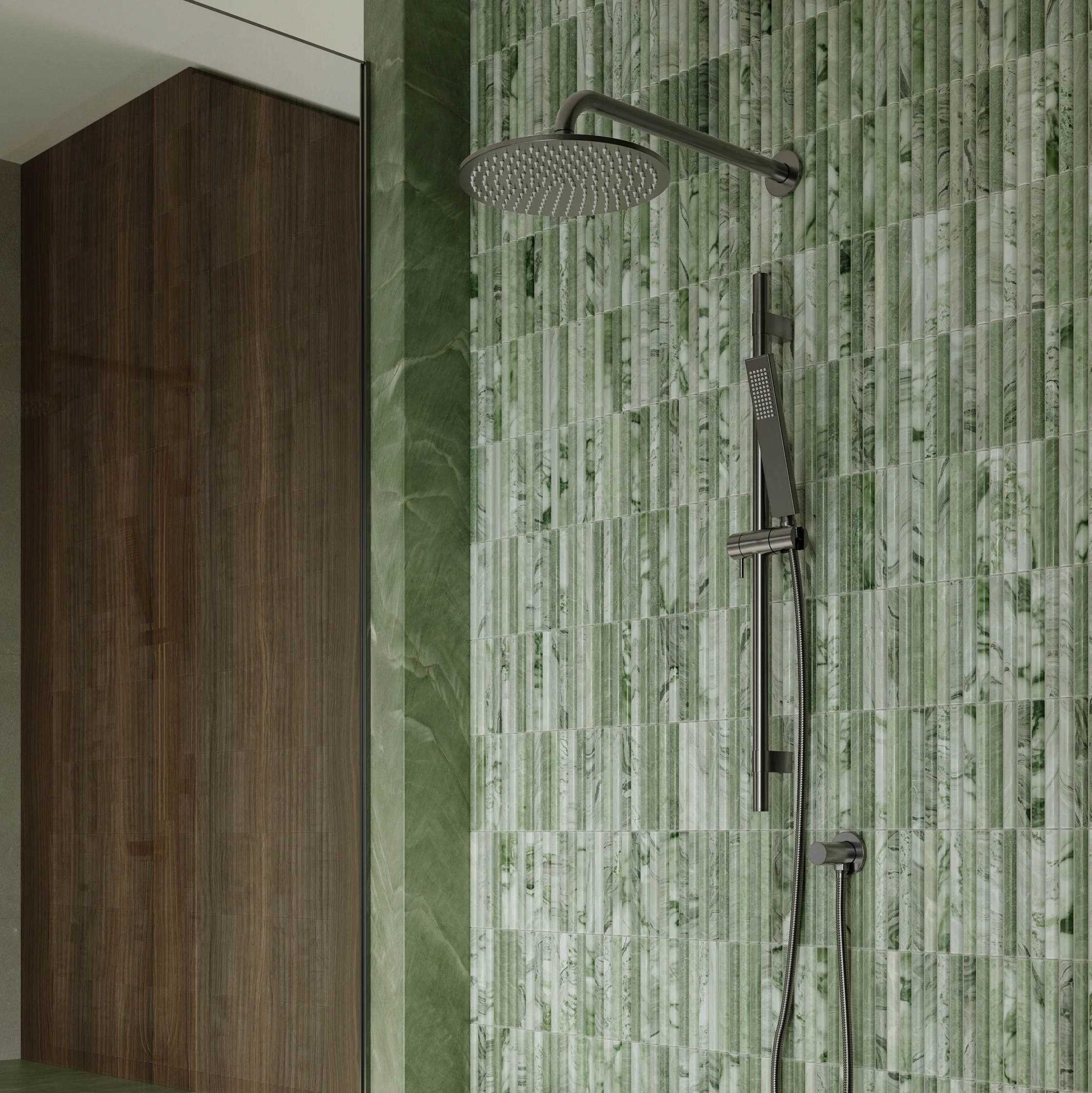 View01 Narita Tiles Elysian Shower Rail Adjustable Gunmetal